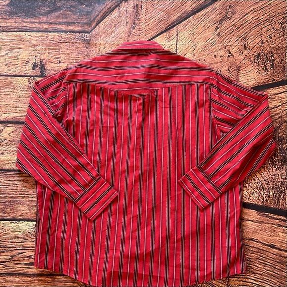 VTG Wrangler Men's Pearl Snap L/S Cowboy Western Shirt‎ Red Metallic • 2X - Picture 8 of 10